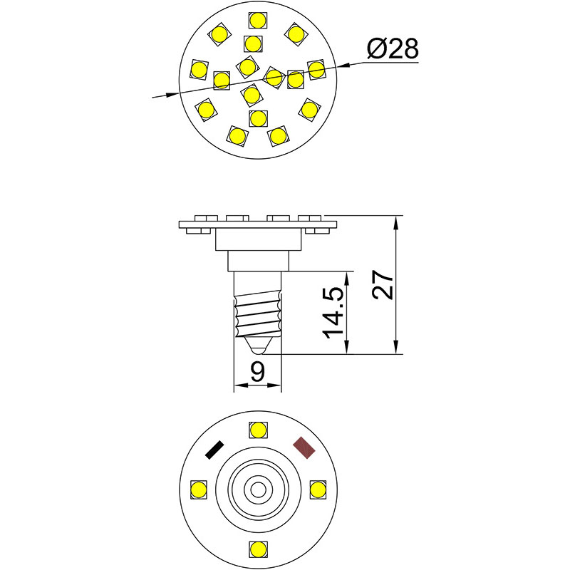 31mm 16leds e14 base led amusement rides lamps